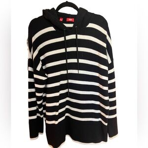 Esprit Black and White Striped Hoodie sweater